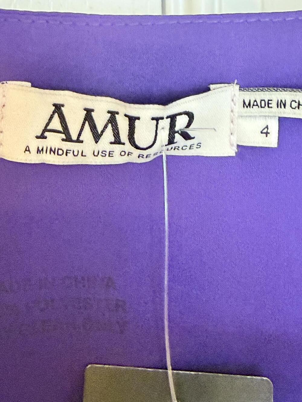 AMUR Monna Faux Wrap Mini Purple Ruffle Dress - Picture 7 of 8